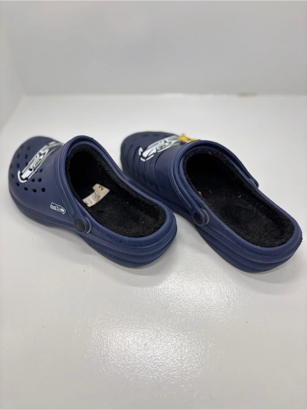 FOCO Seattle Seahawks Fleece Lined Clogs Men’s 9-10 Navy NFL Slip On Shoes